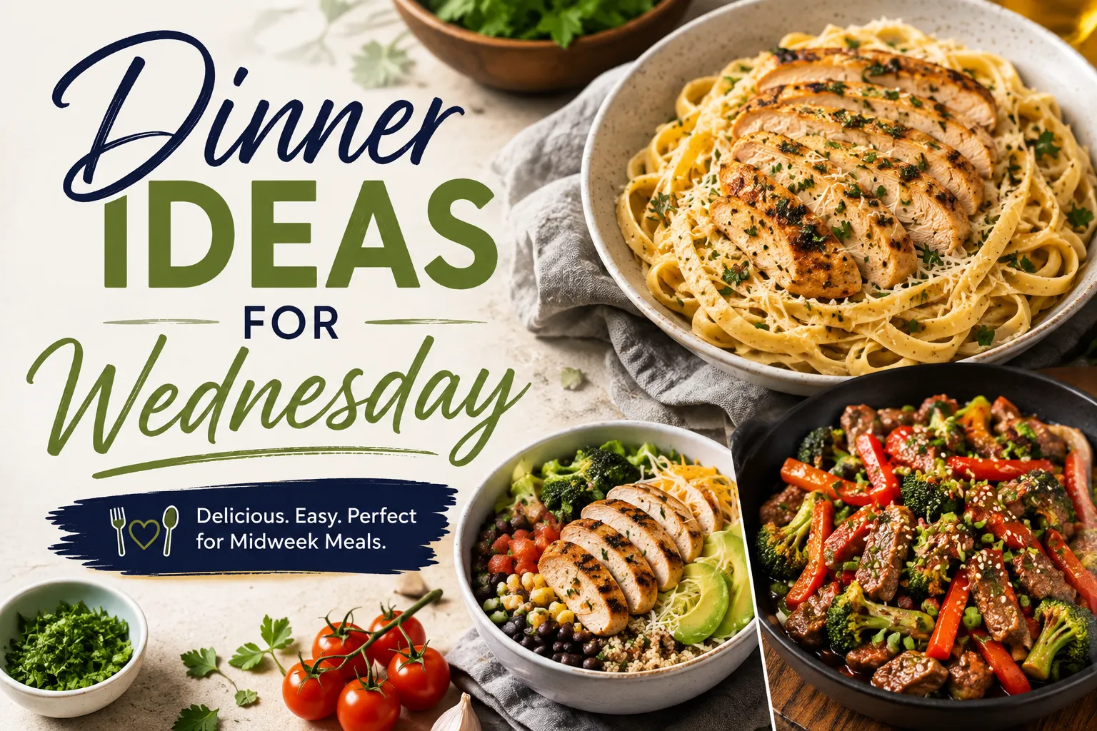 Dinner ideas for Wednesday — easy midweek meals on a table