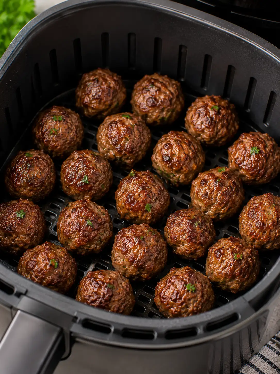 Browned air fryer meatballs with marinara