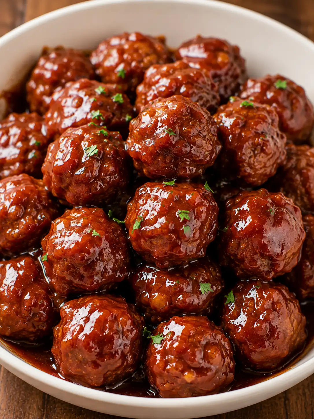 BBQ meatballs in a sticky barbecue glaze