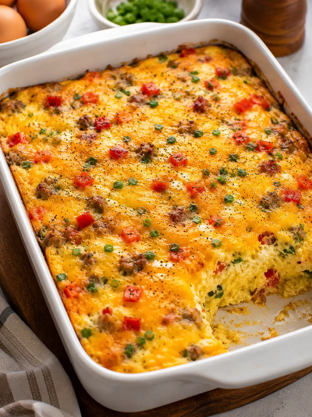 Cheesy baked egg casserole