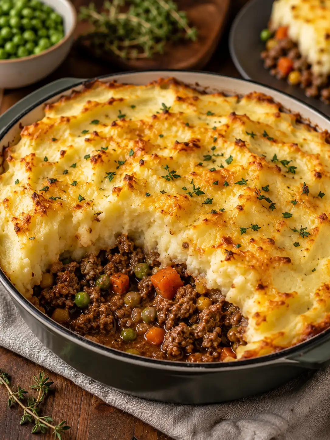 Shepherd's pie with a golden mashed potato topping