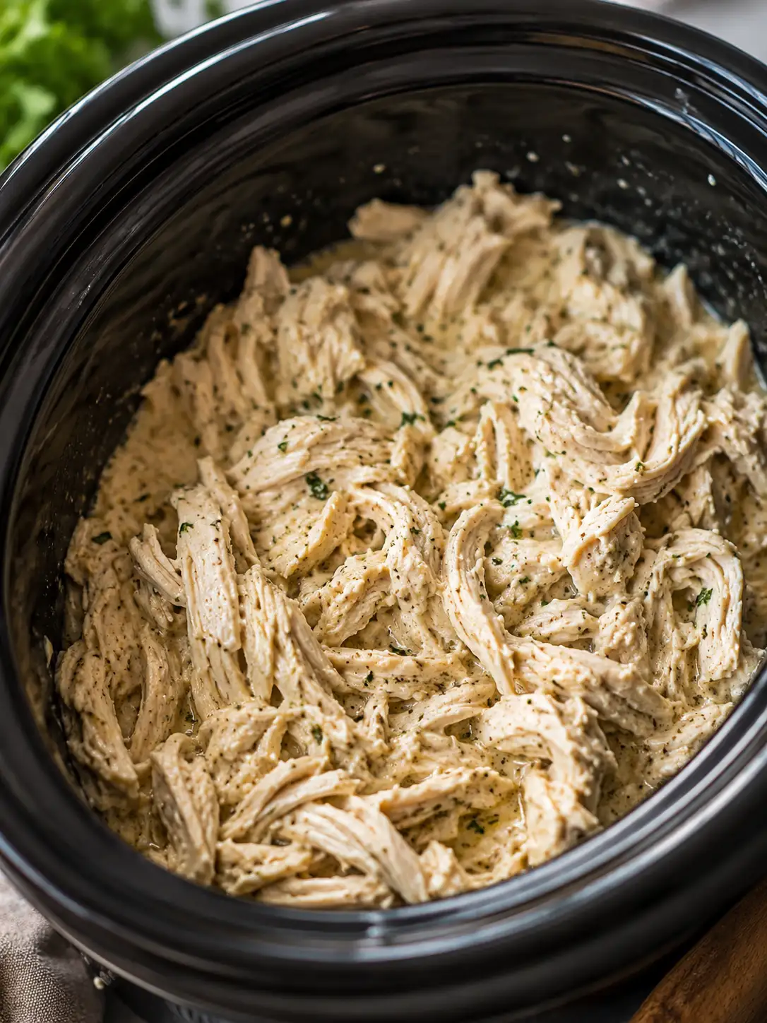Crockpot ranch chicken in a creamy sauce