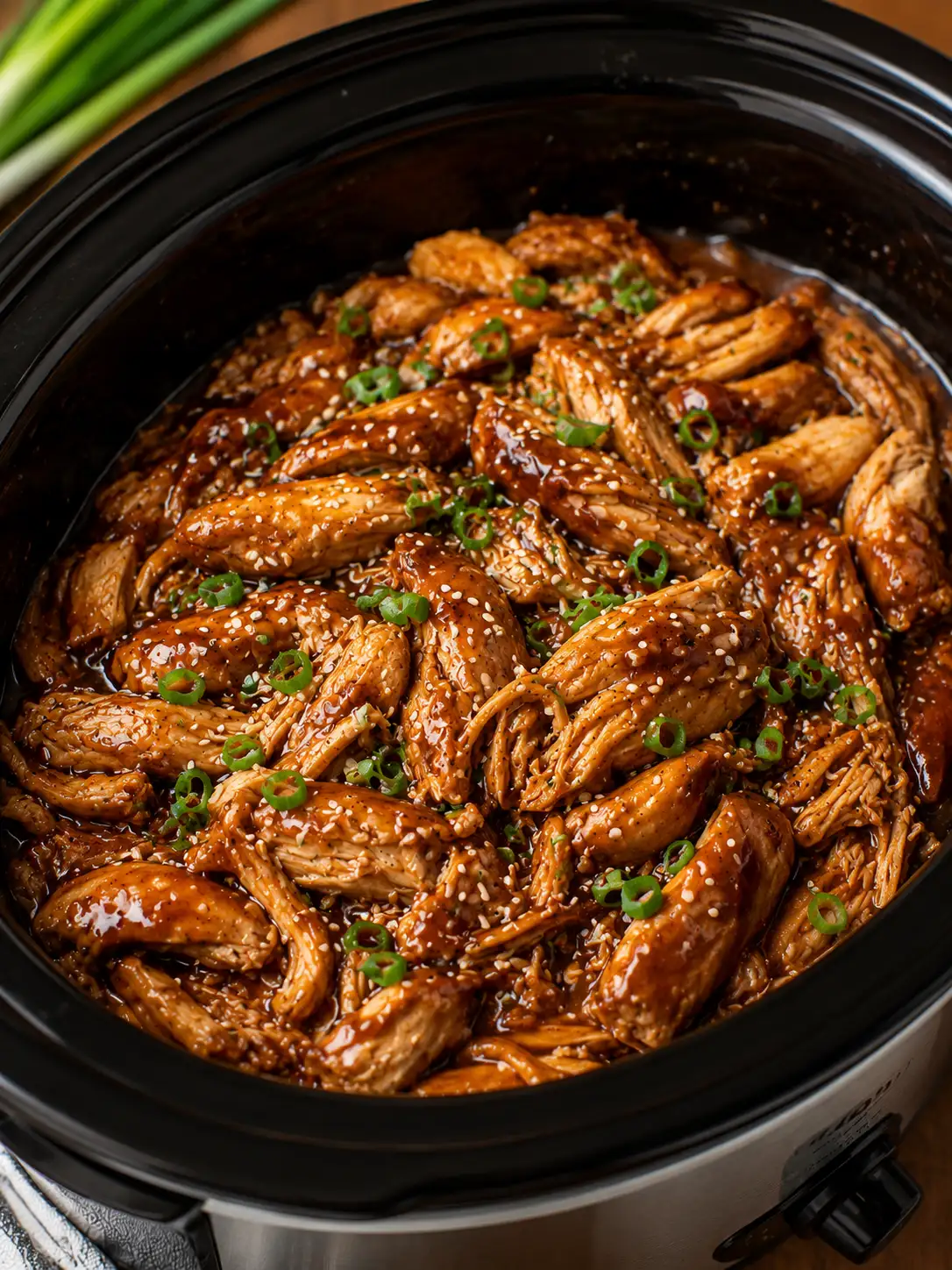 Crockpot teriyaki chicken over rice with sesame seeds