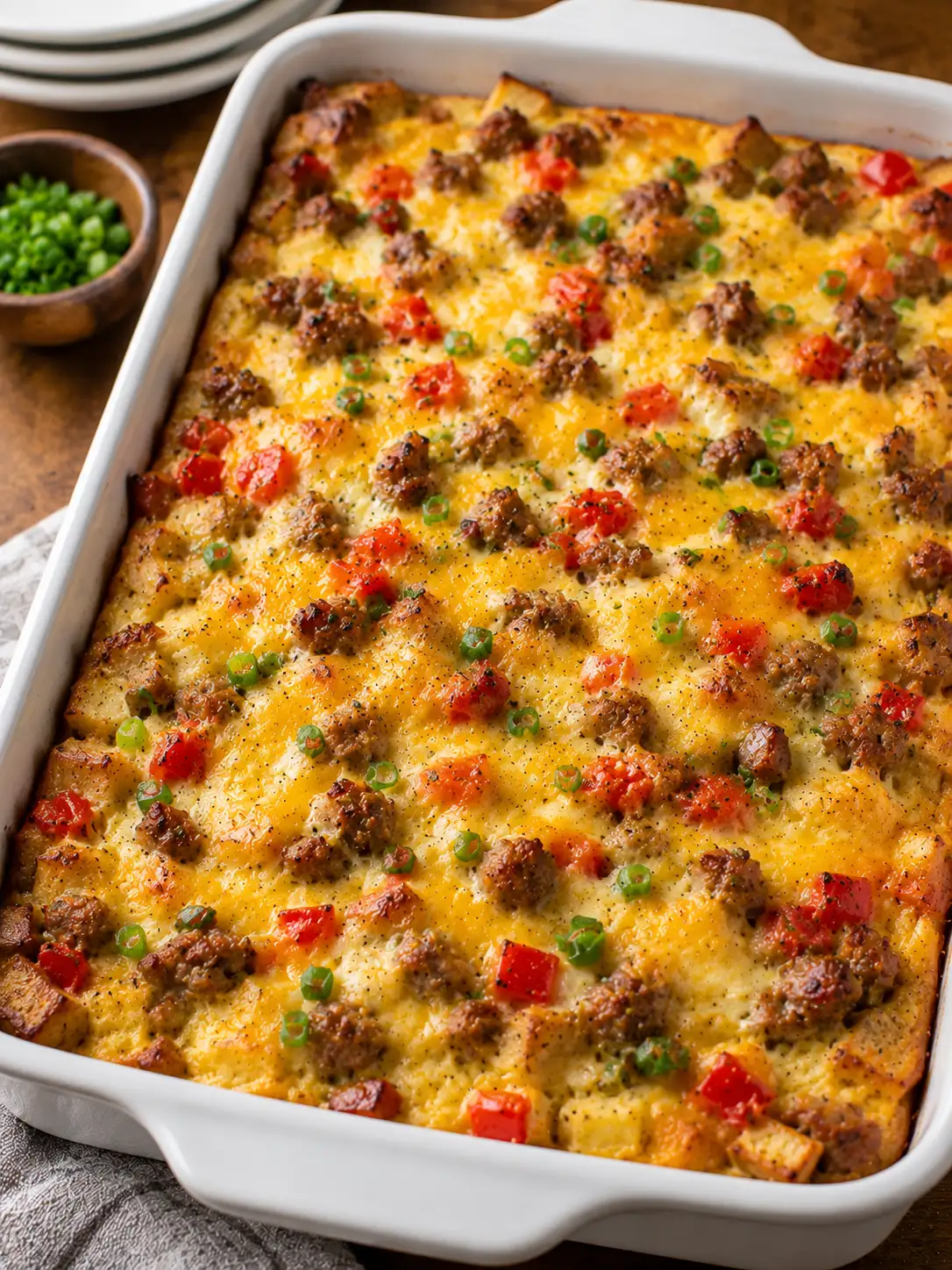 Egg and sausage breakfast bake with cheese