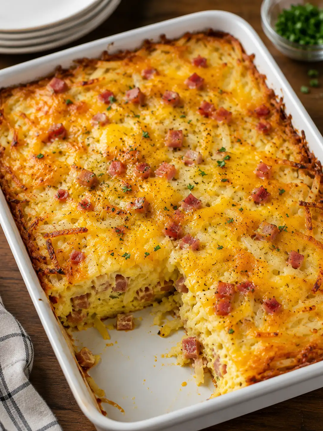 Hash brown egg bake with cheese
