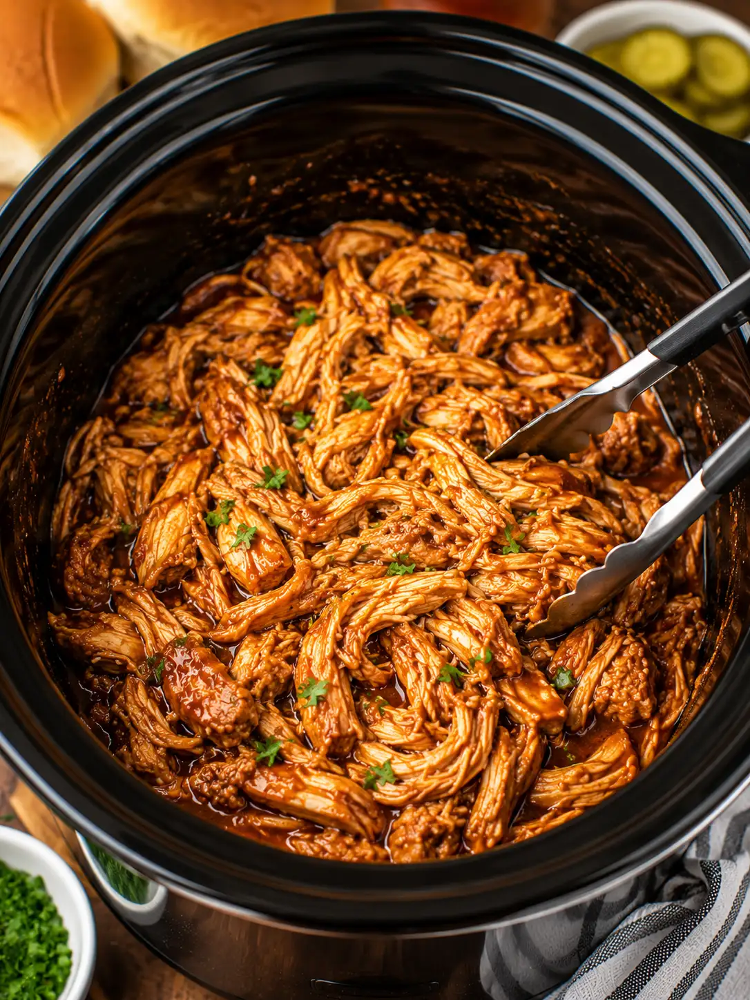 Slow cooker pulled shredded chicken