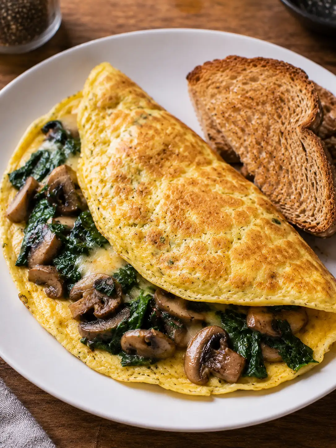 Spinach and mushroom omelet with cheese