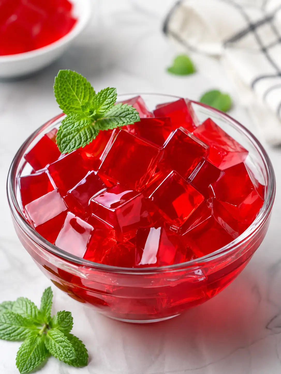 Sugar-free weight-loss jello cubes in a glass